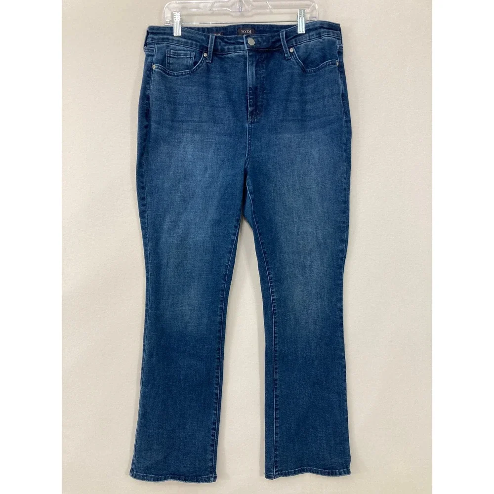 NYDJ Billie Mini Boot Jeans size 16 Medium Wash High Rise Stretch Bootcut - Picture 1 of 8
